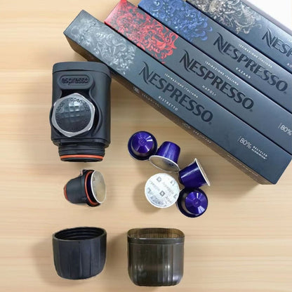Cafetera Espresso Portátil Manual Almalux® – Compatible con Cápsulas y Café Molido, Presión de 18 Bares, Sin Batería, Ultra Compacta