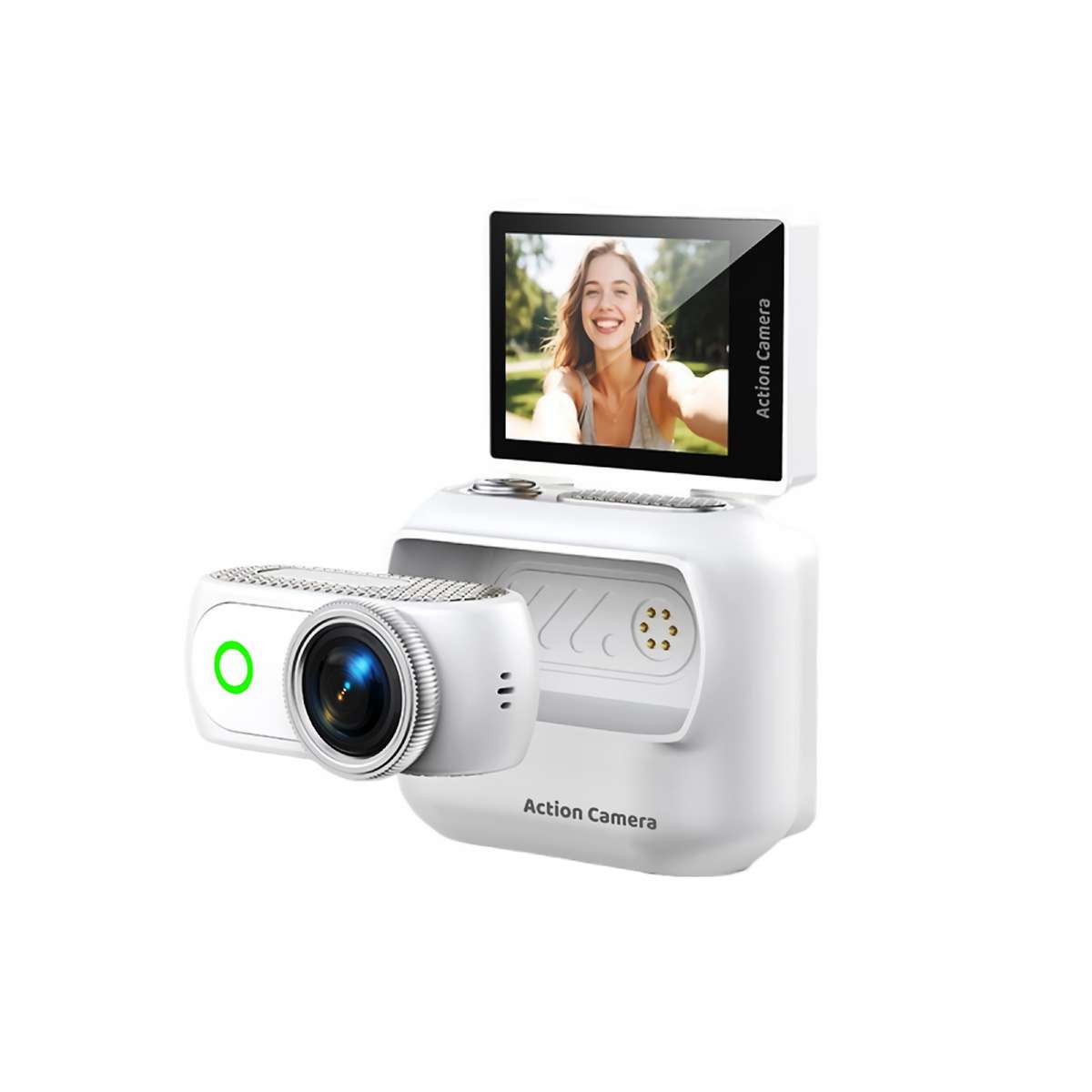 Cámara Mini Vlogging 1080P Magnética con Pantalla Abatible, WiFi y Grabación POV Manos Libres para Deporte y Uso Diario