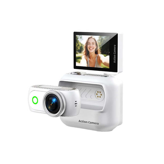 Cámara Mini Vlogging 1080P Magnética con Pantalla Abatible, WiFi y Grabación POV Manos Libres para Deporte y Uso Diario