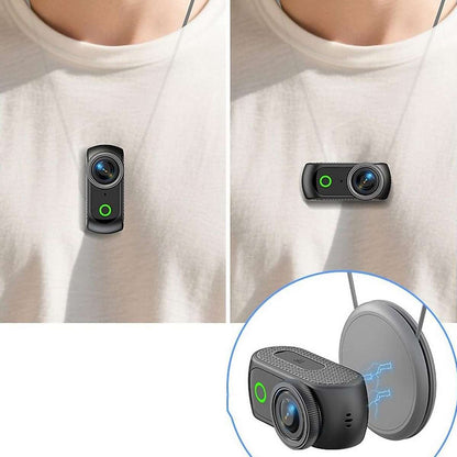 Cámara Mini Vlogging 1080P Magnética con Pantalla Abatible, WiFi y Grabación POV Manos Libres para Deporte y Uso Diario