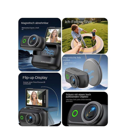Cámara Mini Vlogging 1080P Magnética con Pantalla Abatible, WiFi y Grabación POV Manos Libres para Deporte y Uso Diario