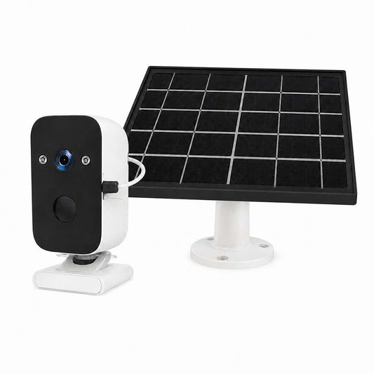 Cámara de Seguridad IP Almalux® Exterior Solar WiFi Full HD con Panel Solar, Batería Recargable, Visión Remota y Giro Horizontal 180°
