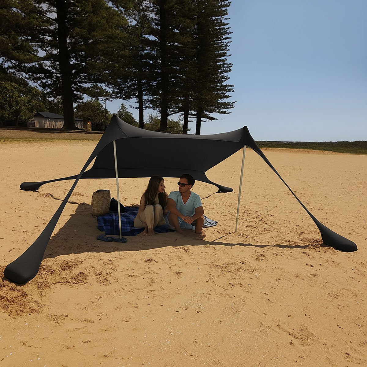 Toldo / Carpa Almalux® 2,25 x 2,1 m – Refugio Solar para Playa o Montaña | Desplegable, con Anclaje de Arena y Postes de Aluminio