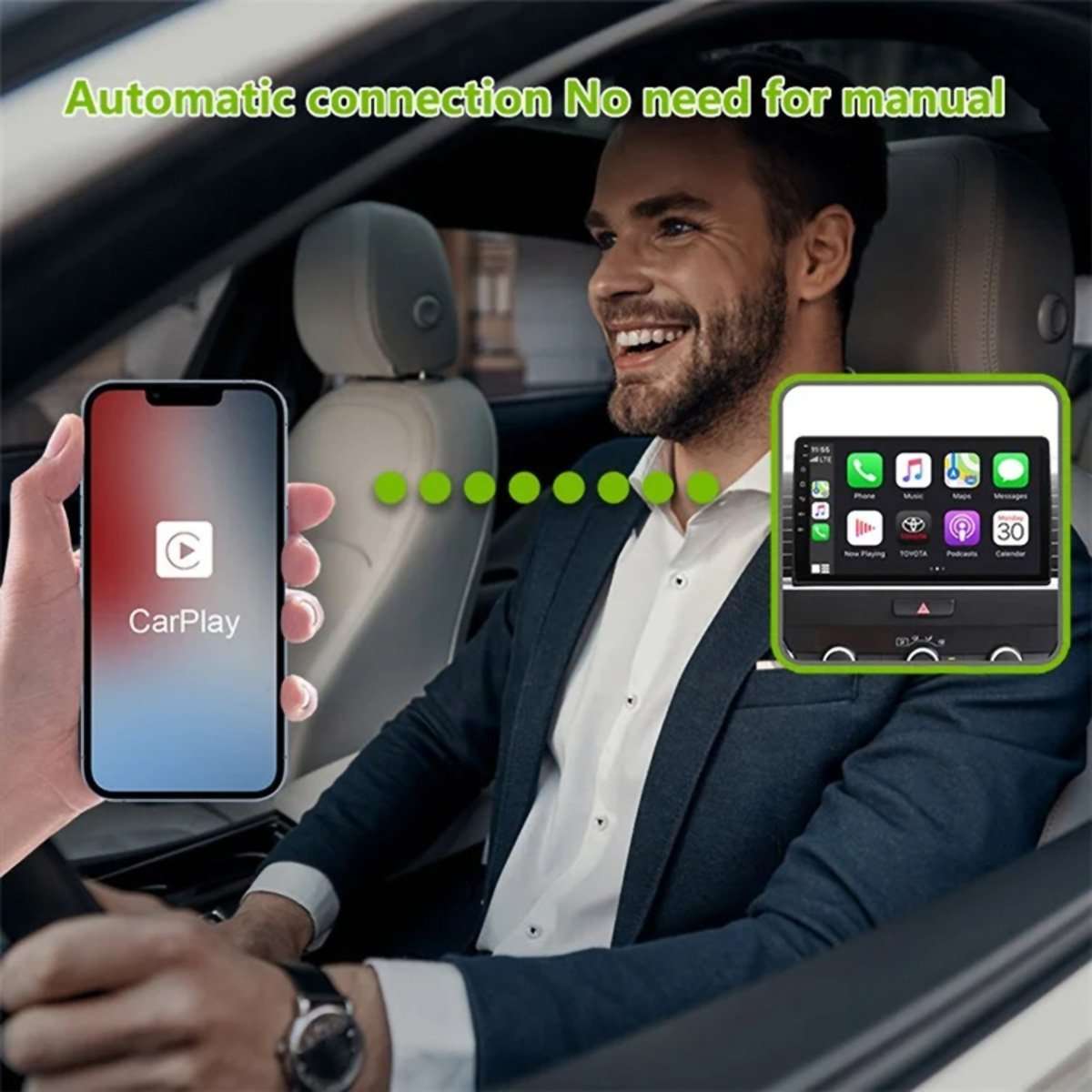 Adaptador Inalámbrico Almalux® para CarPlay y Android Auto – Conexión a la pantalla inteligente de tu coche sin cables, Automática, Bluetooth 5.0 y Alta Velocidad de 5.8GHz