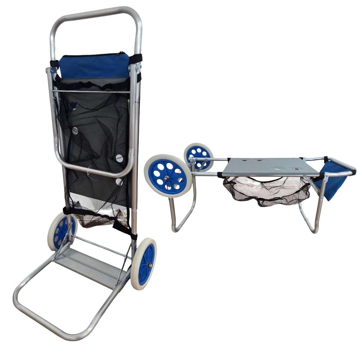 Carrito de transporte con ruedas Almalux® convertible en mesa para playa, camping, piscina, etc