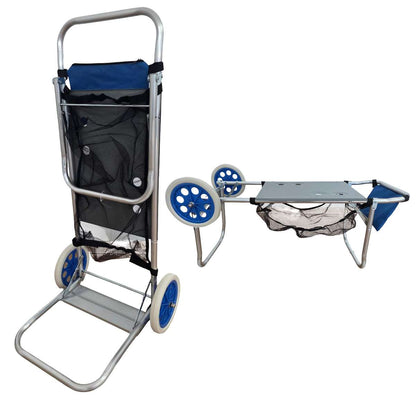 Carrito de transporte con ruedas Almalux® convertible en mesa para playa, camping, piscina, etc