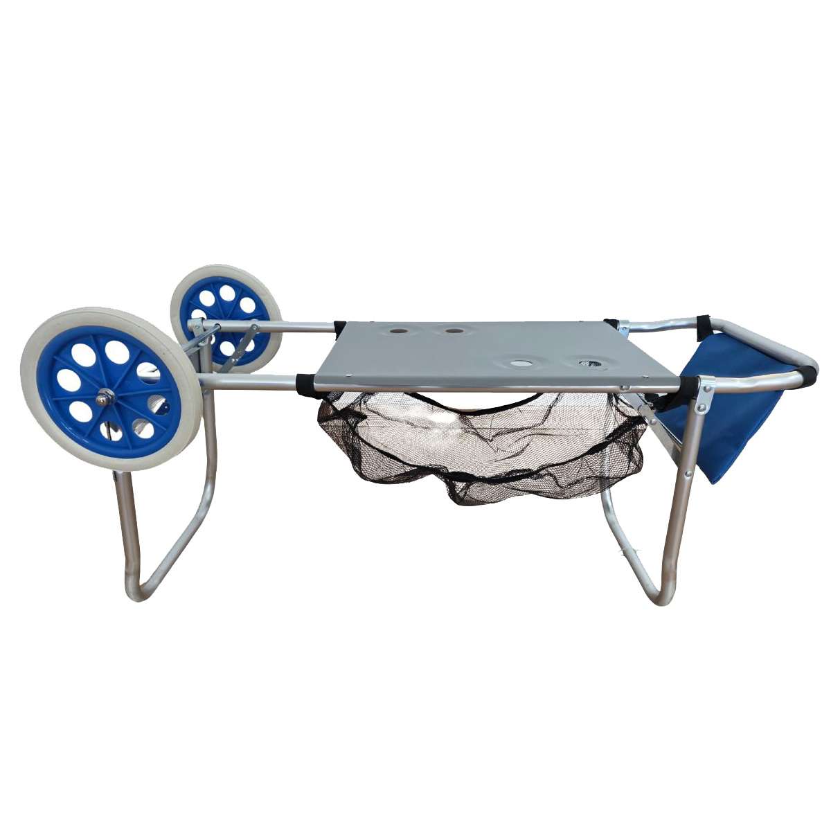 Carrito de transporte con ruedas Almalux® convertible en mesa para playa, camping, piscina, etc