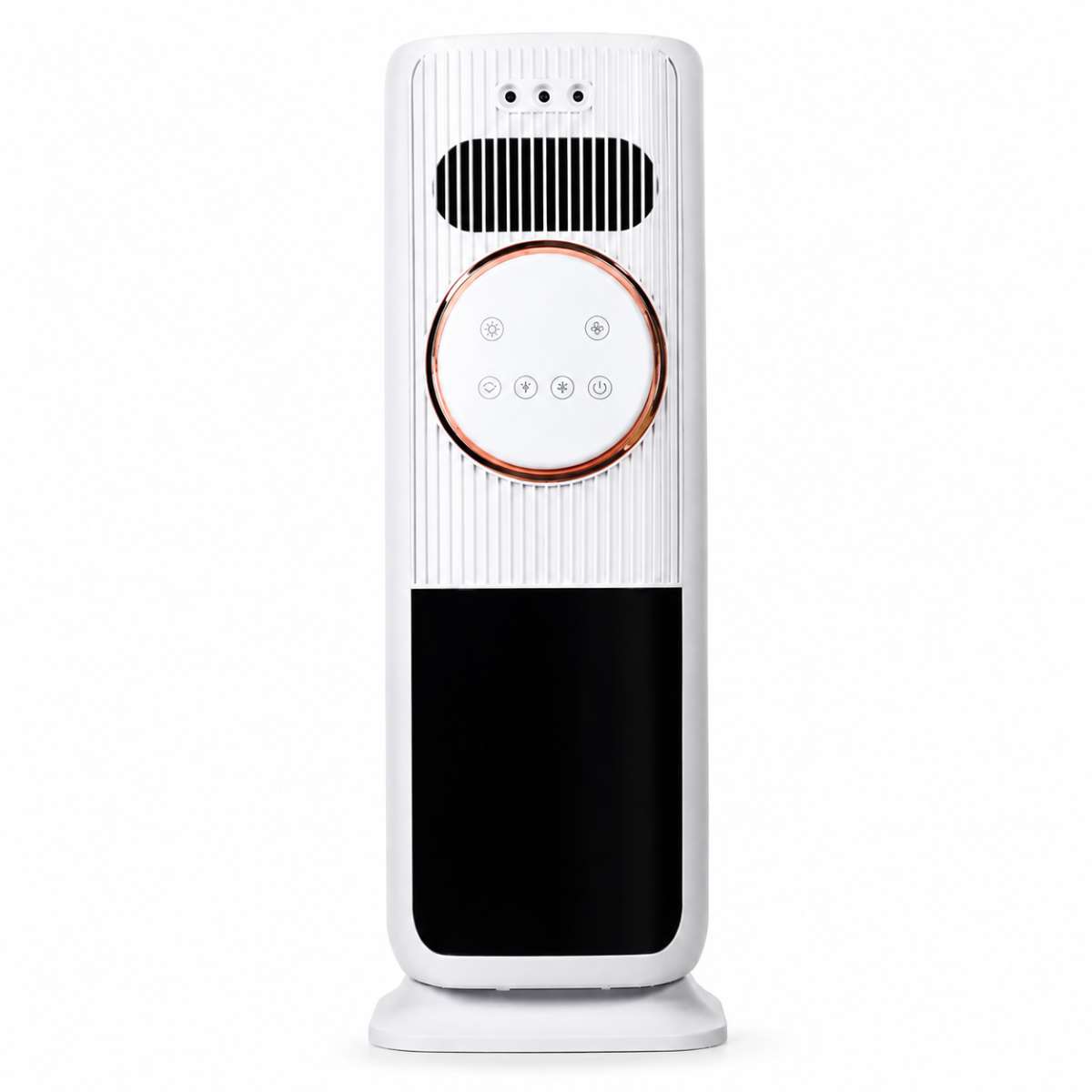 Calefactor Cerámico Almalux® PTC de Torre 2000W con Mando a Distancia, Humidificador, Ventilador Frío/Calor, Oscilación 180°, Temporizador y Efecto Llama 3D