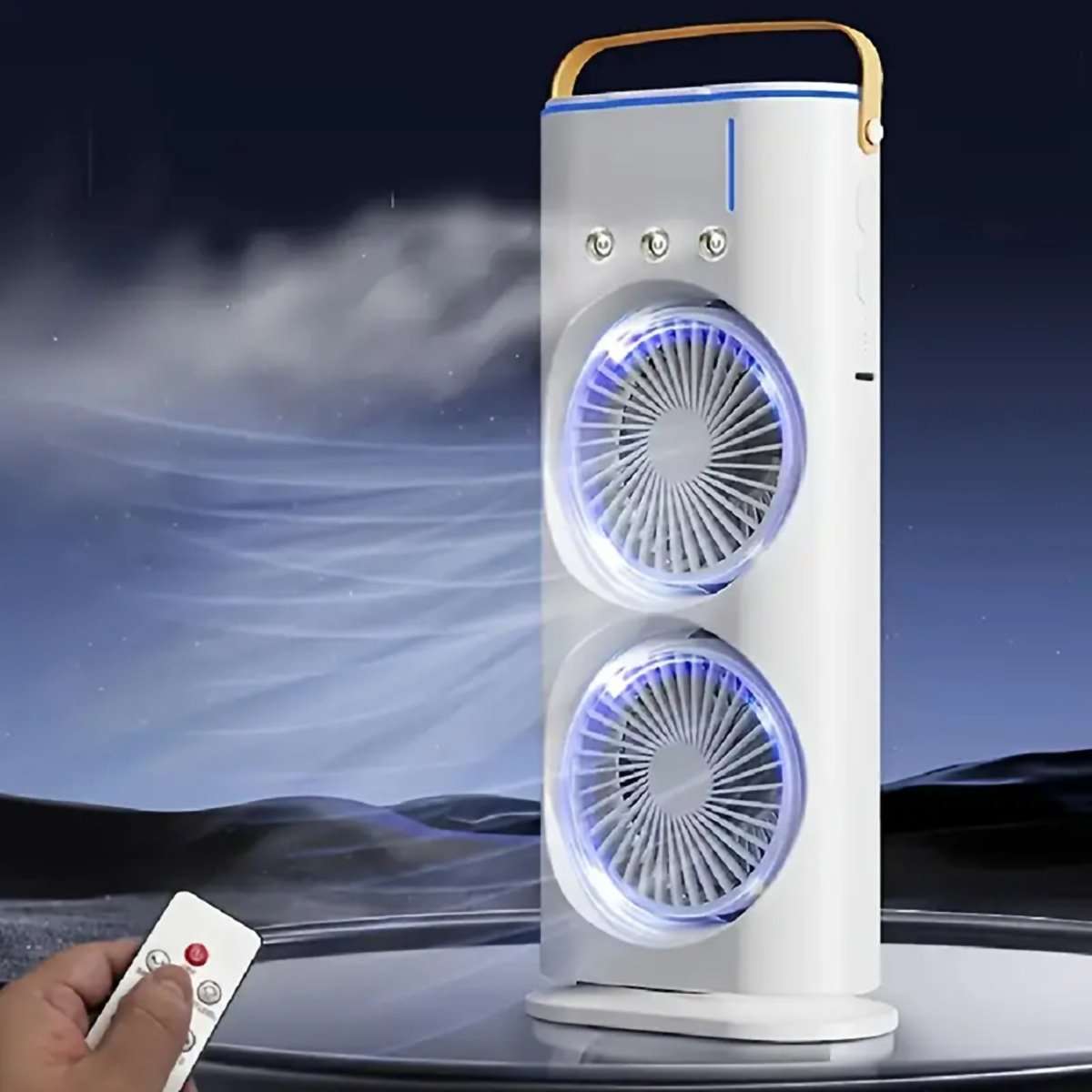 Ventilador Torre Almalux® Aqua con Nebulización – Aire Acondicionado Portátil, Enfriador Evaporativo Recargable por USB