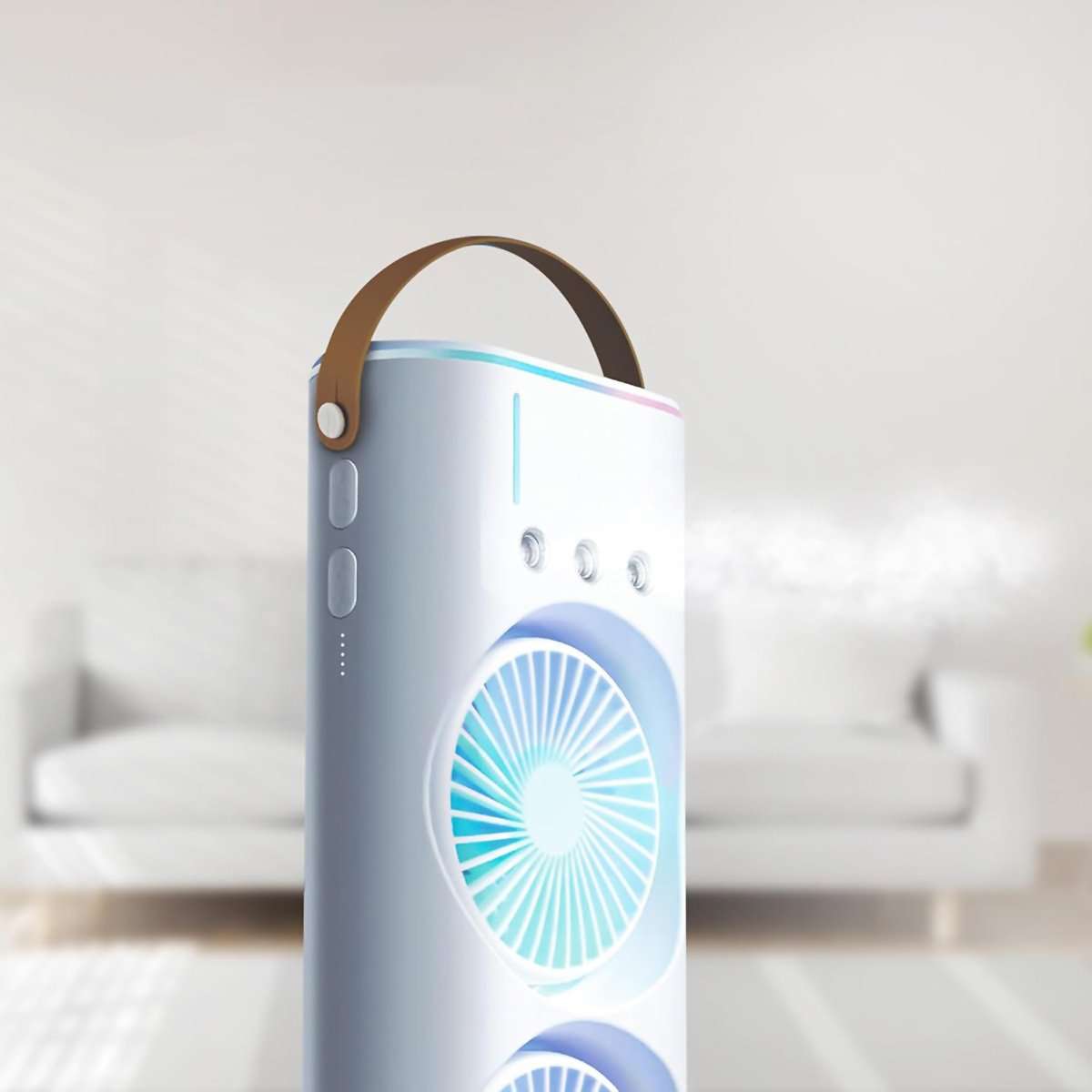 Ventilador Torre Almalux® Aqua con Nebulización – Aire Acondicionado Portátil, Enfriador Evaporativo Recargable por USB
