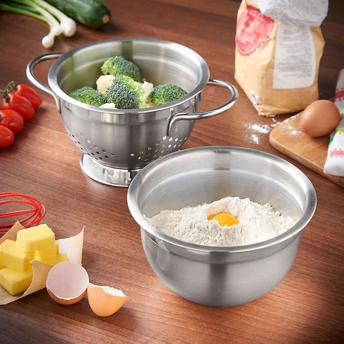 Juego de Colador y Bol Almalux® de Acero Inoxidable de 1.6 Litros