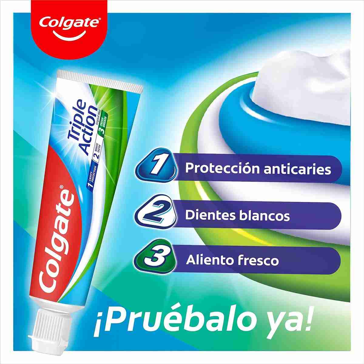 Colgate Triple Acción Pasta de Dientes -  75ml -  Dentífrico con Flúor -  Pasta de Dientes Anticaries -  Ayuda a Mantener los Dientes Blancos -  Refresca el Aliento -  para Toda la Familia