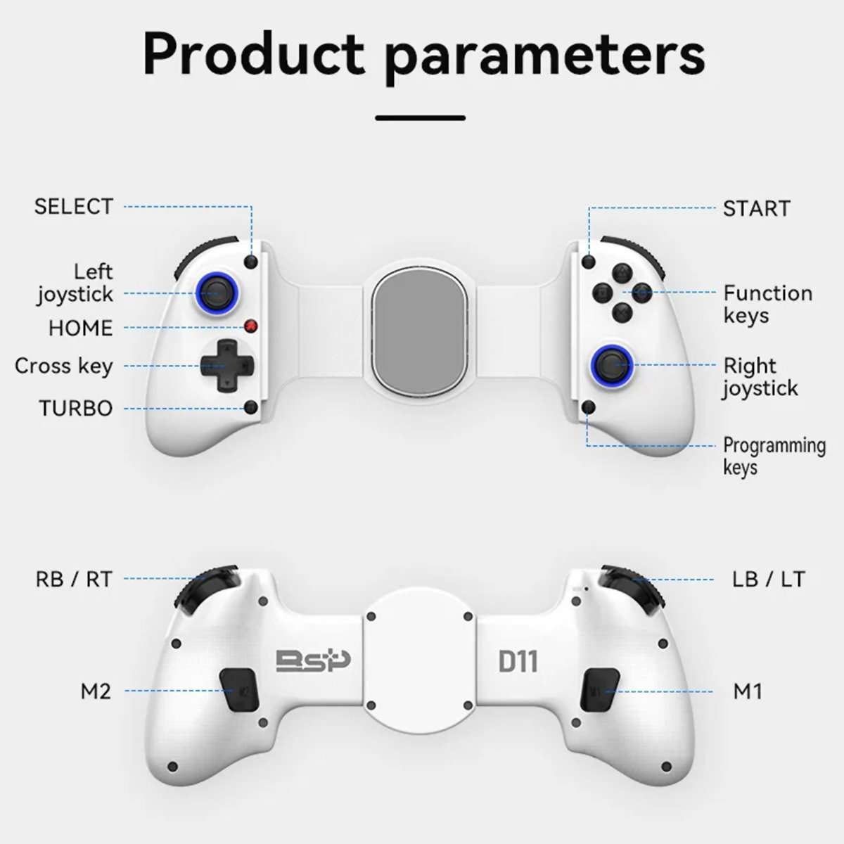 Controlador de juegos Almalux® inalámbrico Extensible D11 para SWITCH/Android/Apple IOS, Tablet, PS3/PS4/XBOX, Gamepad de Streaming