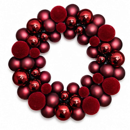 Corona de Navidad Decorativa con Bolas – Guirnalda Navideña para Puerta, Pared y Ventana de 47 cm