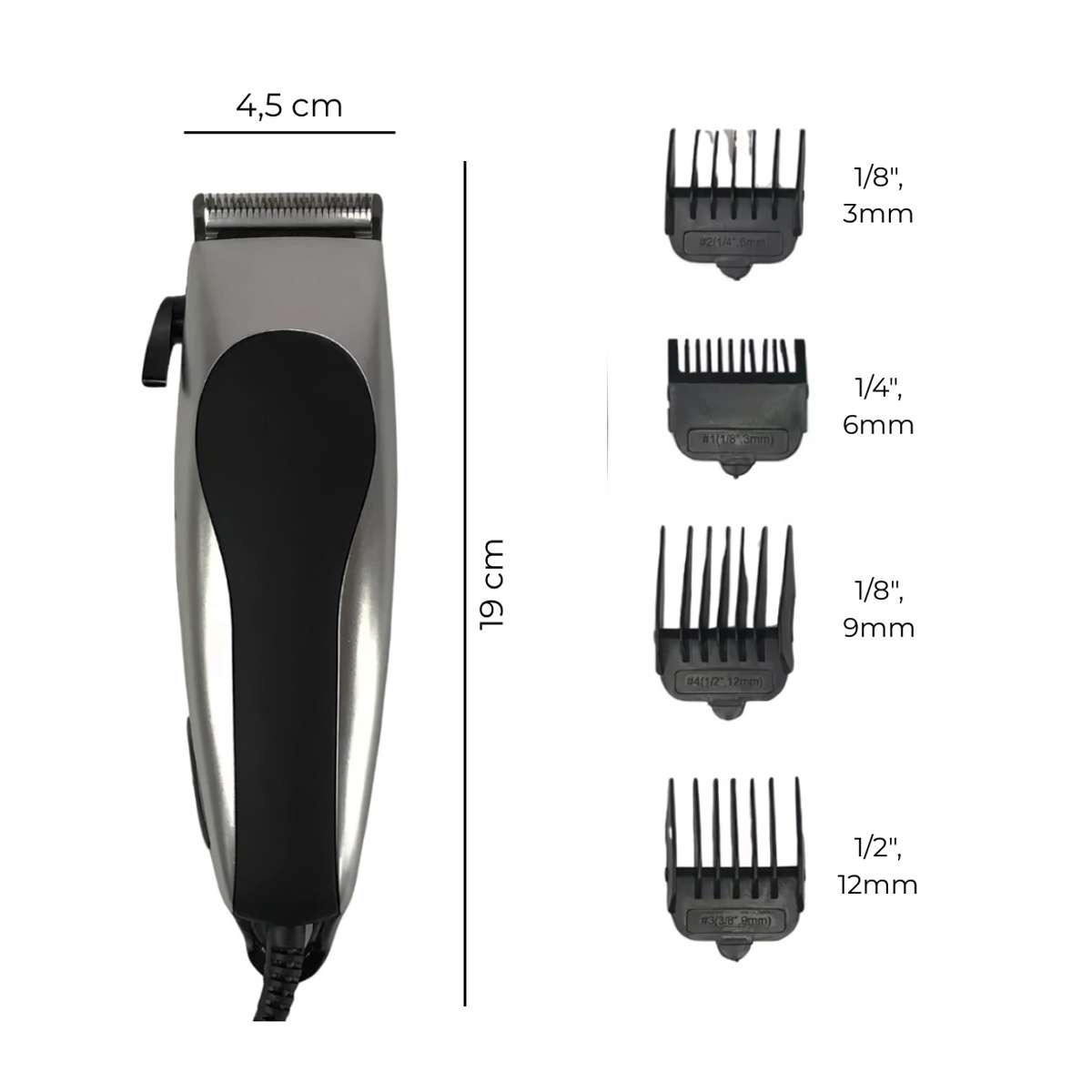Cortadora de Pelo Almalux® 10W con Kit 10 Piezas, 4 Cabezales Intercambiables, Peine y Tijera Profesional para Corte Preciso en Casa