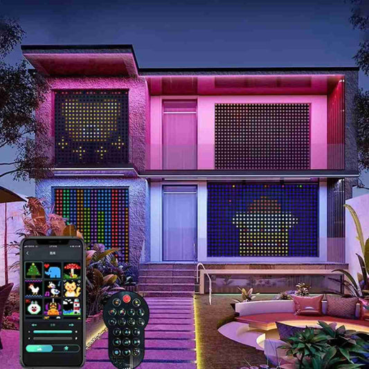 Cortina de luz LED Almalux® programable - Bluetooth - Iluminación RGB - Conexión USB - 160x160 cm