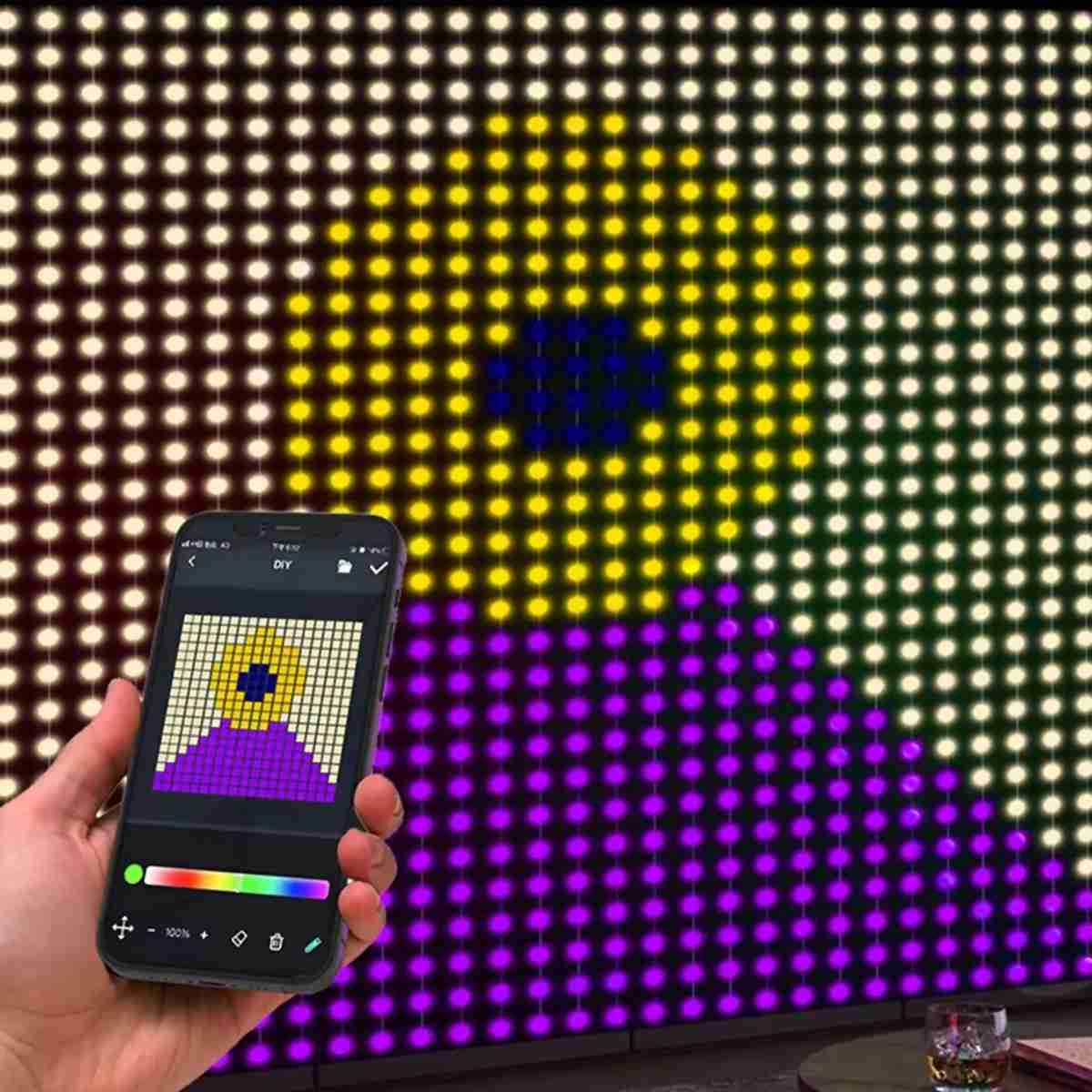 Cortina de luz LED Almalux® programable - Bluetooth - Iluminación RGB - Conexión USB - 160x160 cm