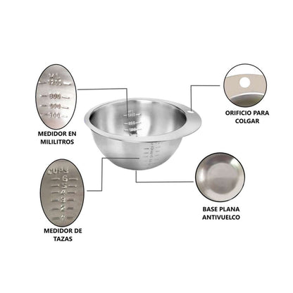 Cuenco de Acero Inoxidable Almalux® con Medidores