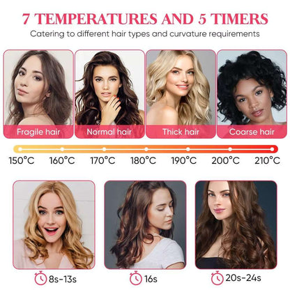 Rizador de pelo automático Almalux® Curler con 4 ajustes de temperatura, sin daño