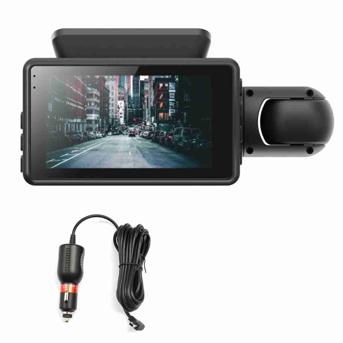 Cámara de salpicadero DVR DashCam Almalux® con doble lente para coche -  grabadora de vídeo -  visión nocturna -  sensor G -  grabación en bucle -  1080 pulgadas -  IPS -  caja negra