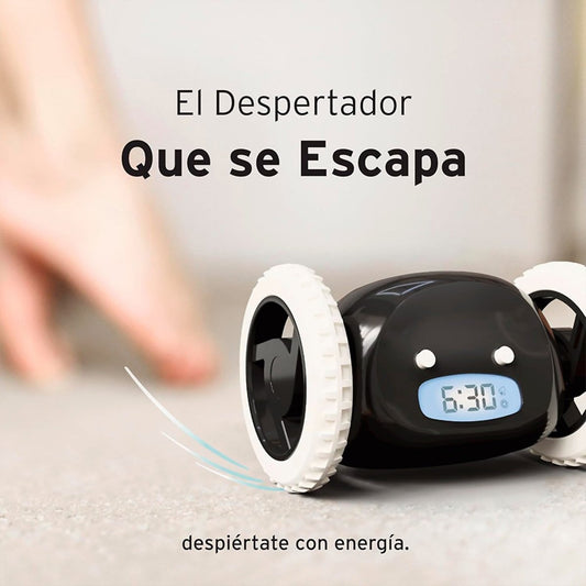 Reloj Despertador Fugitivo Almalux® con Ruedas | Despertador que Corre y se Esconde | Alarma Fuerte para Dormilones