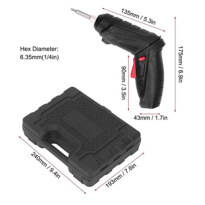 Mini Destornillador Eléctrico Almalux® 46 en 1 – Recargable por USB-C, Plegable, con Batería de Litio de 1500 mAh