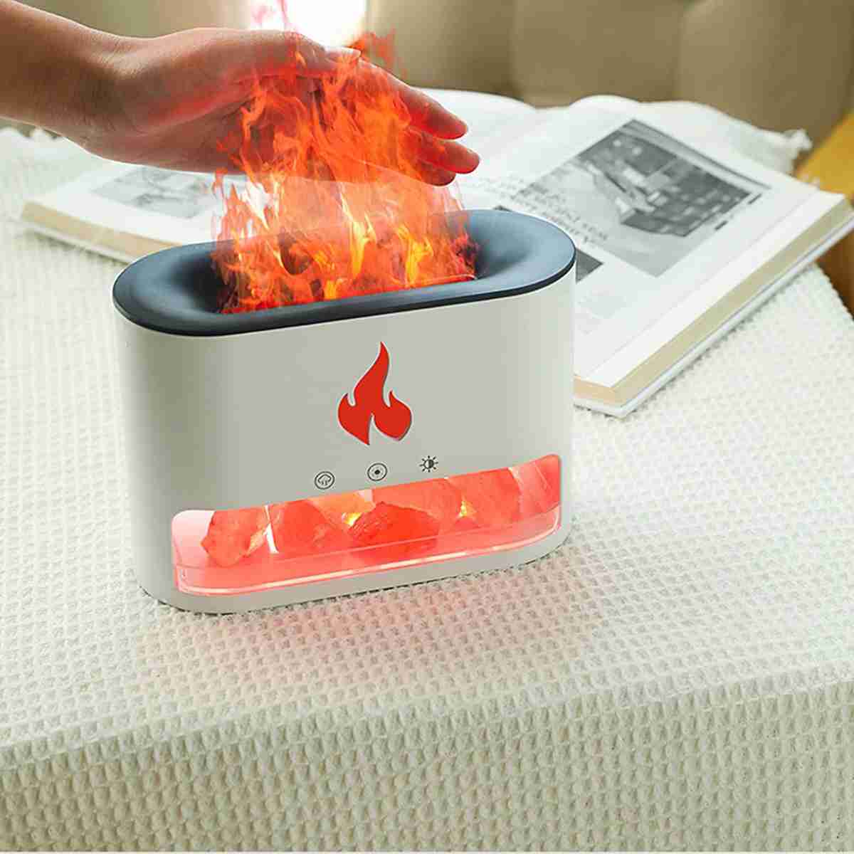 Humidificador / Difusor de aromaterapia Almalux® con sal de roca efecto llama -  difusor ultrasónico de aceite esencial