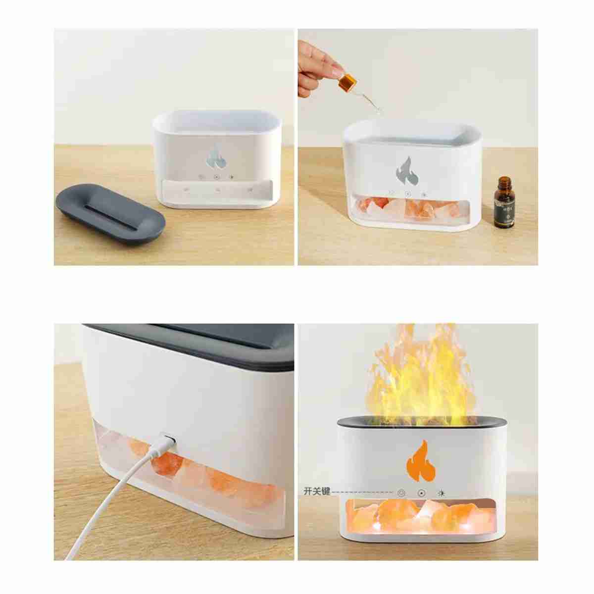 Humidificador / Difusor de aromaterapia Almalux® con sal de roca efecto llama -  difusor ultrasónico de aceite esencial