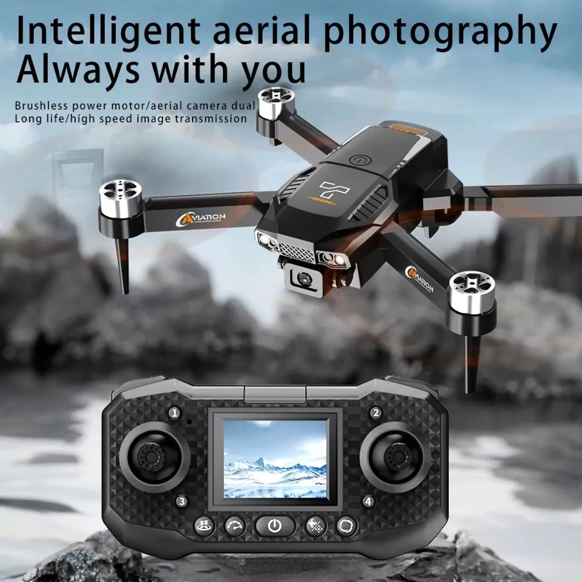 Dron Almalux® F205 con Cámara Dual 4K HD – Control Remoto con Pantalla, Motor Sin Escobillas, FPV Wifi y Giro 360°