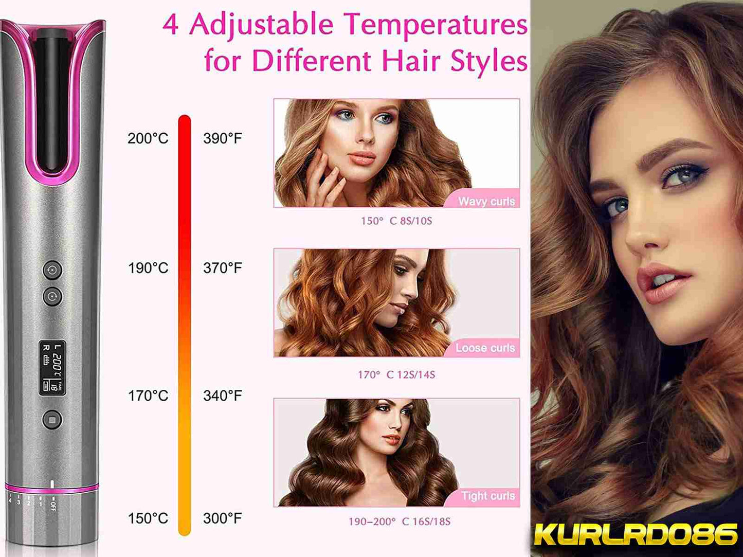 Rizador de Pelo de Cerámica Moldeador Rizos Ondas Almalux® RIZARD086
