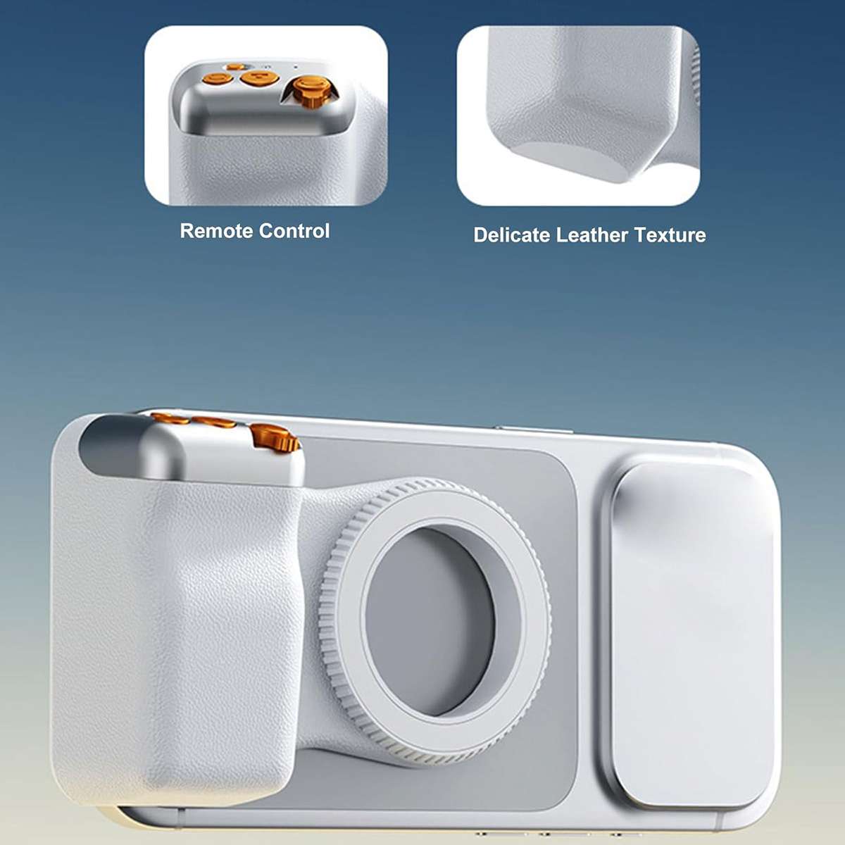 Soporte magnético para teléfono Almalux® con empuñadura de cámara, control remoto Bluetooth, zoom y disparador para iPhone y Android