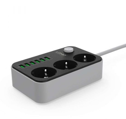Regleta Alargador de enchufe con 6 USB - Almalux®  -  Protección contra sobrecargas