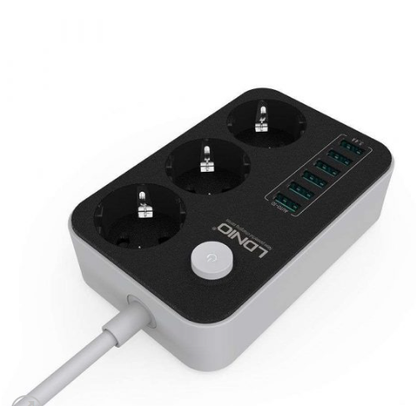 Regleta Alargador de enchufe con 6 USB - Almalux®  -  Protección contra sobrecargas