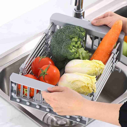 Escurridor de platos Almalux® extensible sobre el fregadero -  colador expandible para frutas y verduras -  cesta para cocina