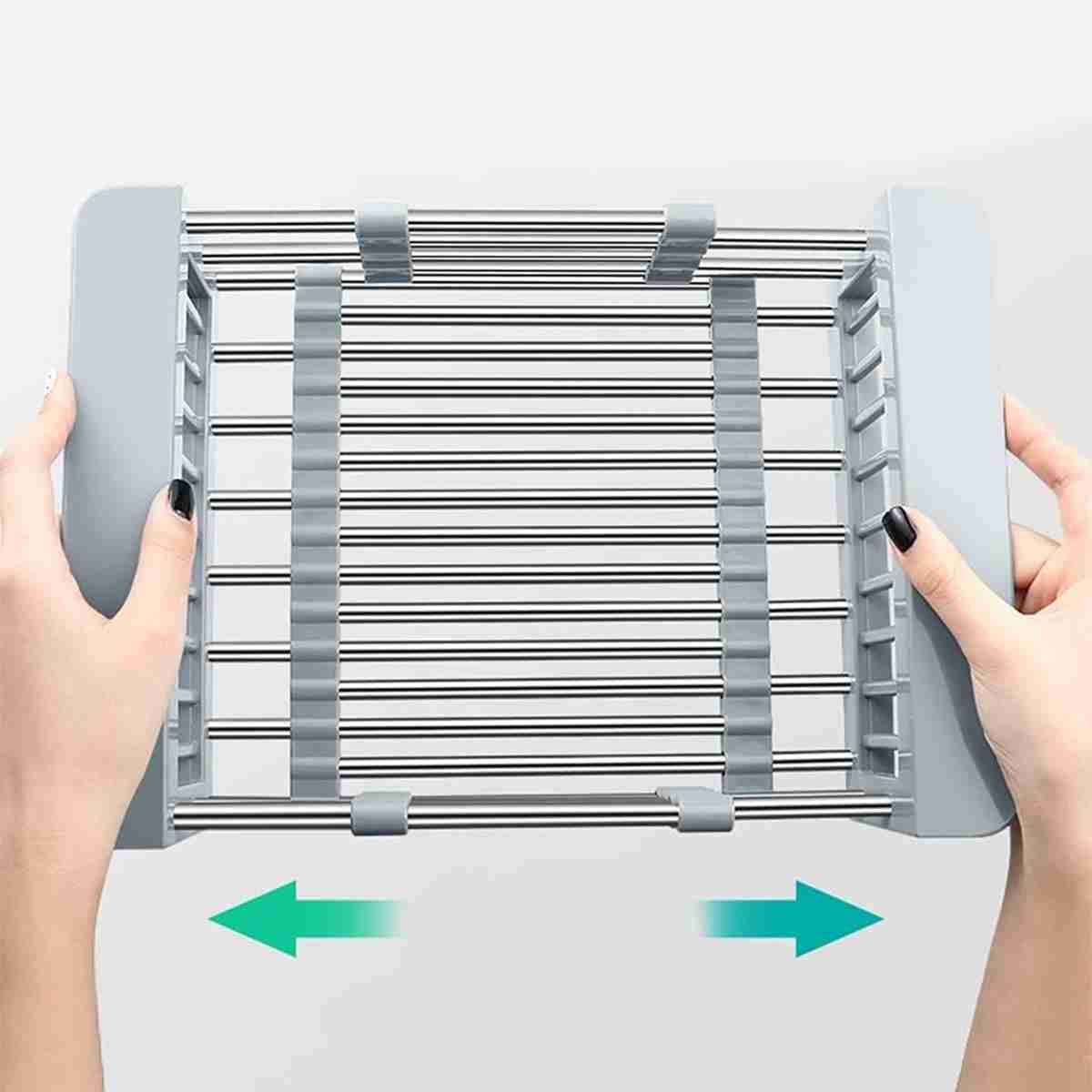 Escurridor de platos Almalux® extensible sobre el fregadero -  colador expandible para frutas y verduras -  cesta para cocina