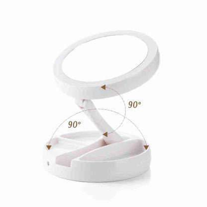 Espejo de maquillaje con luz LED Almalux® -  espejo de tocador con rotación de 360° -  plegable -  con Base de almacenamiento con 3 compartimentos