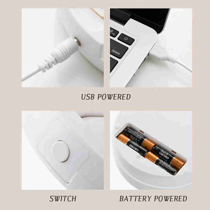 Espejo de maquillaje con luz LED Almalux® -  espejo de tocador con rotación de 360° -  plegable -  con Base de almacenamiento con 3 compartimentos
