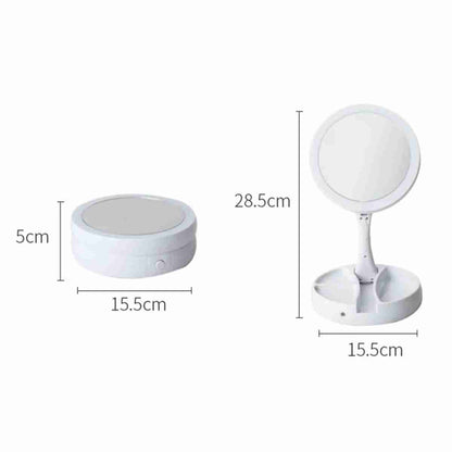 Espejo de maquillaje con luz LED Almalux® -  espejo de tocador con rotación de 360° -  plegable -  con Base de almacenamiento con 3 compartimentos