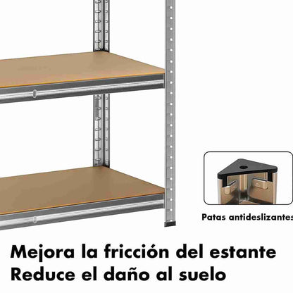 Estantería Metálica de Almacenaje Almalux® – Acero Galvanizado con 5 Baldas MDF