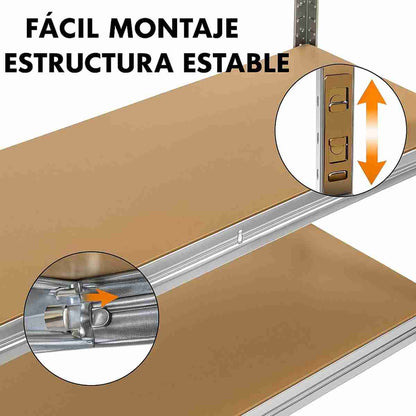 Estantería Metálica de Almacenaje Almalux® – Acero Galvanizado con 5 Baldas MDF