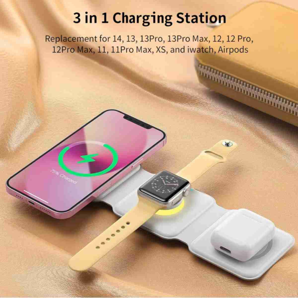 Estación de carga Almalux® 3 en 1 -  cargador inalámbrico 15w