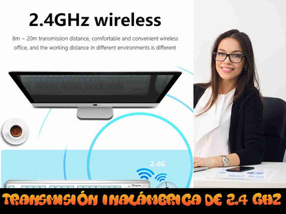 Teclado y raton inalámbrico óptico de 1200 dpi ergonómico 2 - 4G compatible con IOS y Windows Teclas silenciosas