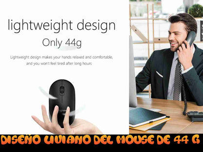 Teclado y raton inalámbrico óptico de 1200 dpi ergonómico 2 - 4G compatible con IOS y Windows Teclas silenciosas