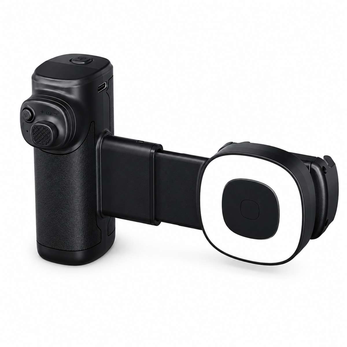 Soporte Automático Almalux® para Móvil 1 Eje con Bluetooth, Luz LED 3 Tonos y Mando Desmontable – Soporte Smartphone Horizontal/Vertical, Trípode 1/4” para Vídeos, Selfies y Streaming