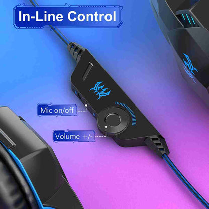 Auriculares Almalux® Para Ps4 Pc Xbox Móvil Universal Gaming Con Led Y Control De Volumen Naranja