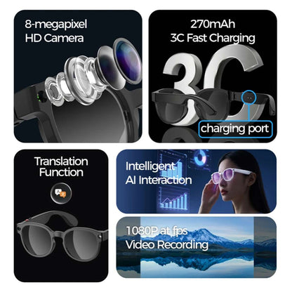 Gafas Inteligentes Almalux® AIMB-S1 con Cámara 2MP, Vídeo 1080P, Audio y Traducción IA con dos juegos de lentes de color de regalo