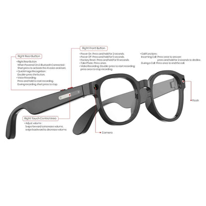 Gafas Inteligentes Almalux® AIMB-S1 con Cámara 2MP, Vídeo 1080P, Audio y Traducción IA con dos juegos de lentes de color de regalo