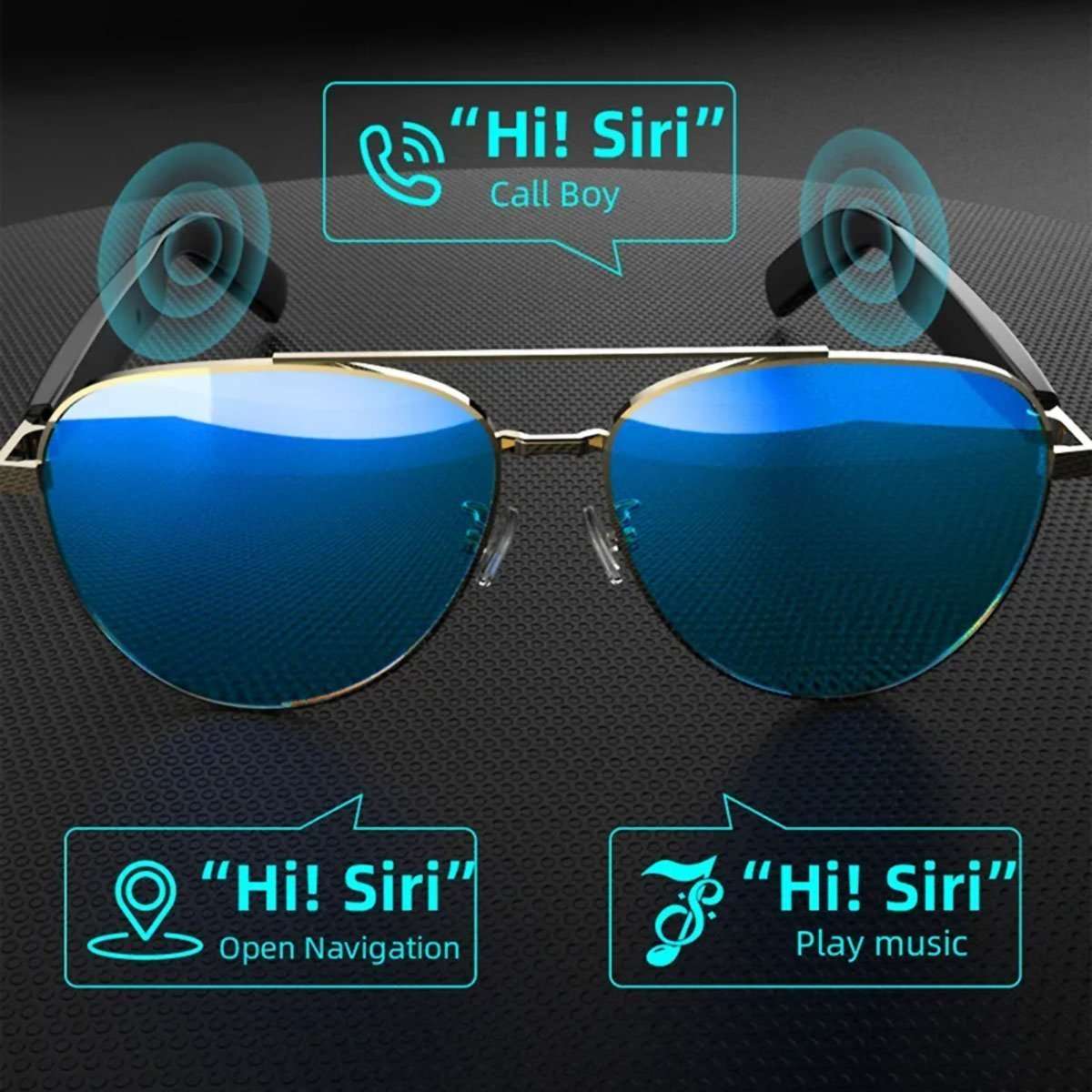 Gafas Inteligentes Almalux® Aviator con Bluetooth – Gafas de Sol con Audio, Micrófono, Asistente de Voz y Protección UV | IPX4 | 6-7h de Música