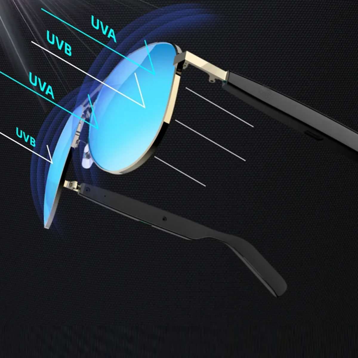 Gafas Inteligentes Almalux® Aviator con Bluetooth – Gafas de Sol con Audio, Micrófono, Asistente de Voz y Protección UV | IPX4 | 6-7h de Música