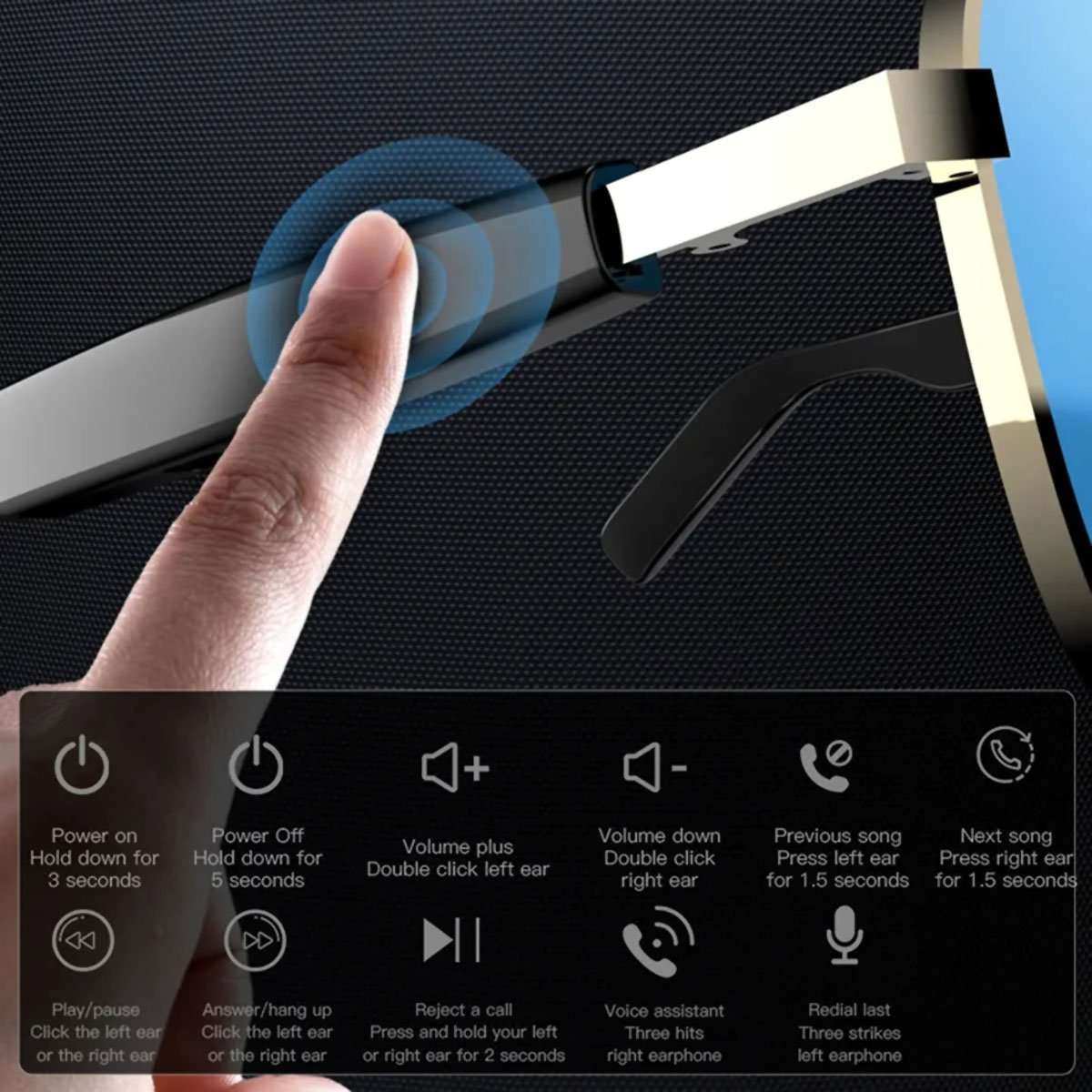 Gafas Inteligentes Almalux® Aviator con Bluetooth – Gafas de Sol con Audio, Micrófono, Asistente de Voz y Protección UV | IPX4 | 6-7h de Música